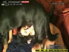 This slutty wife fuck her dog or Black mutt riding its master